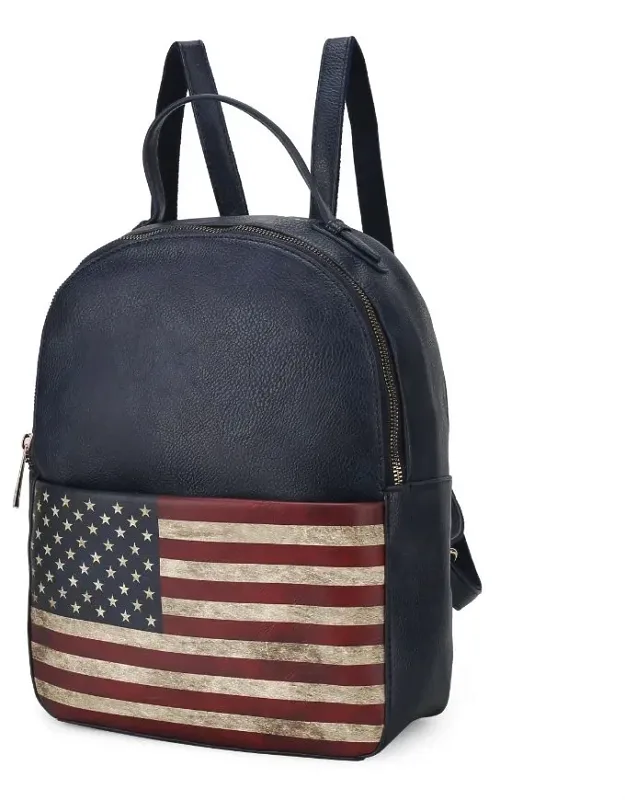 Briella Backpack With Printed Patriotic Pattern And Gold-tone Embellishments