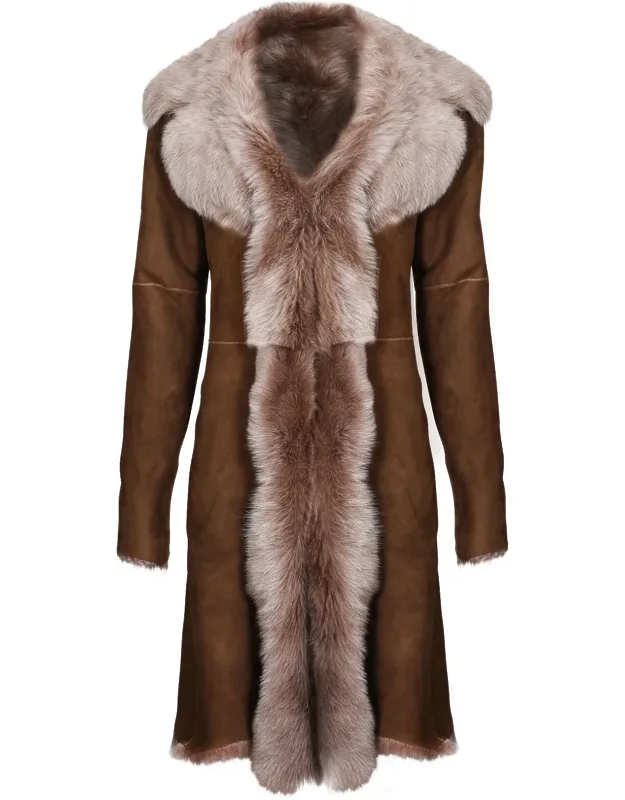 Toscana Sheepskin Suede Trench Coat-tbilisi With Luxurious Revere Collar And Custom Length Options