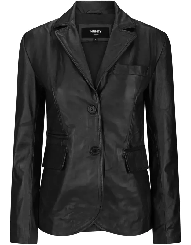 Real Leather Slim Fit Blazer