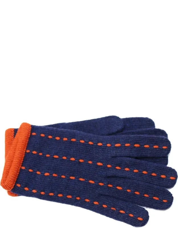 Gloves With Contrast Stitching, 7.5" Long