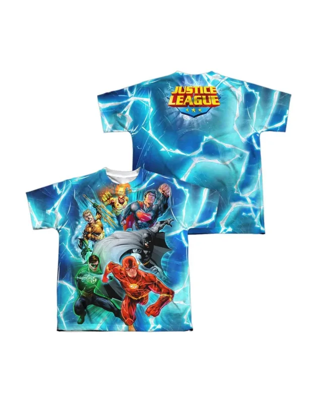 Justice League Of America Lightning Team Short Sleeve Poly Crew Tee