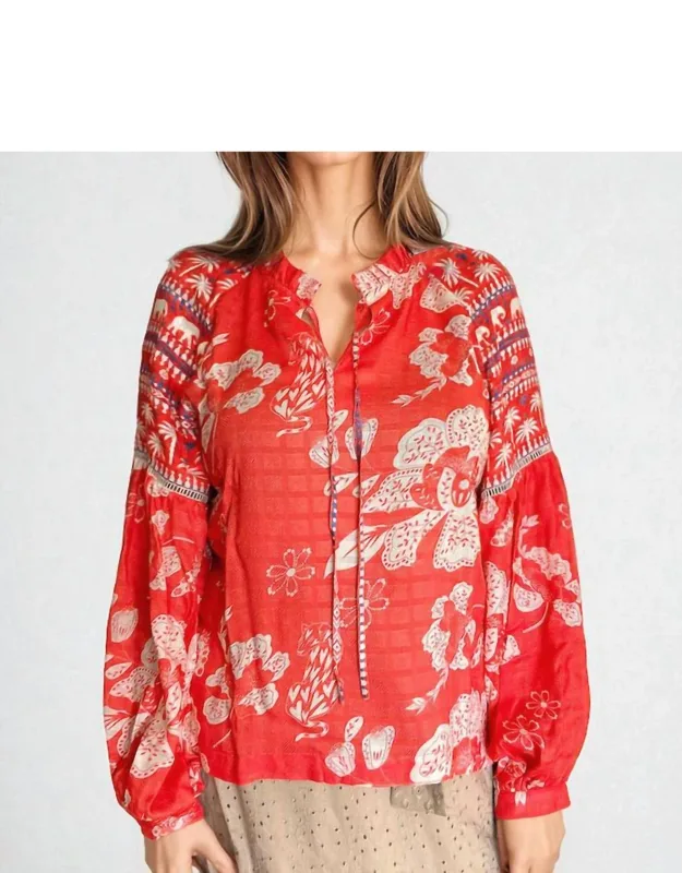 Coral Batik Print Blouse