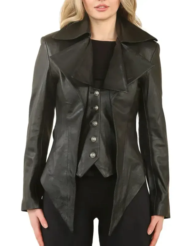 Gothic Mid-length Leather Jacket