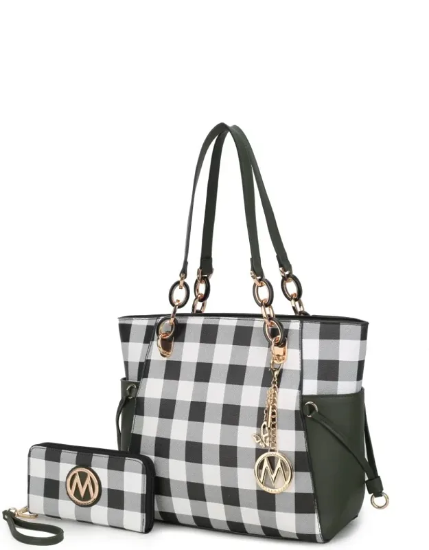 Yale Checkered Tote With Wallet