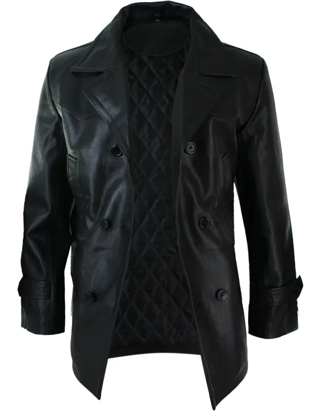 3/4 Double Breasted Leather Jacket