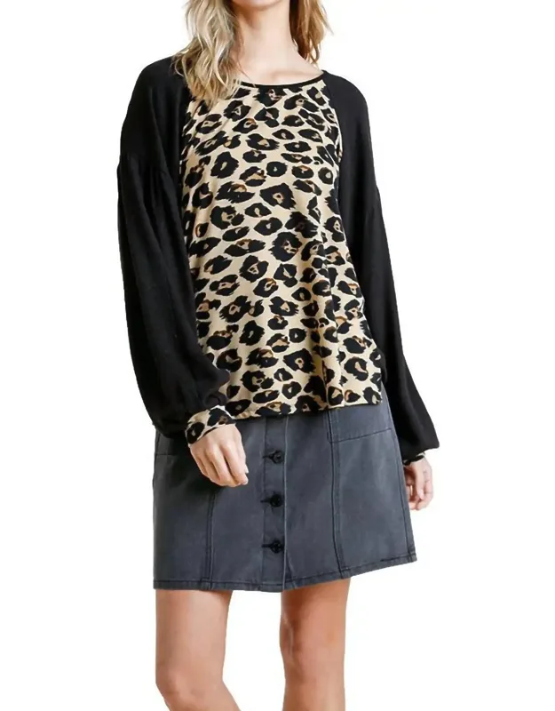 Leopard Print Long Sleeve Top