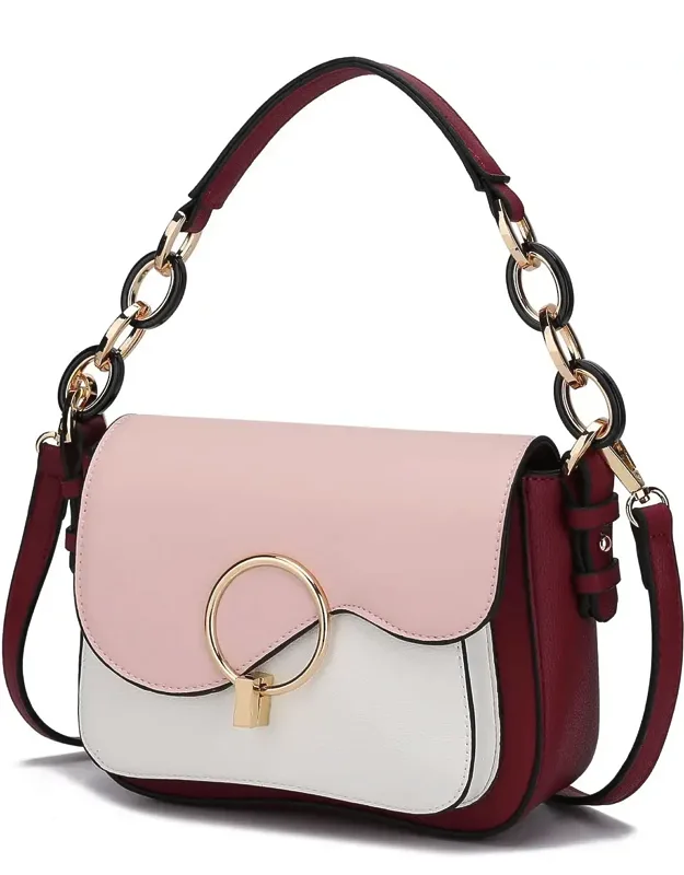 Fantasia Solid Crossbody Handbag Purse With Spacious Interior And Gold-tone Hardware