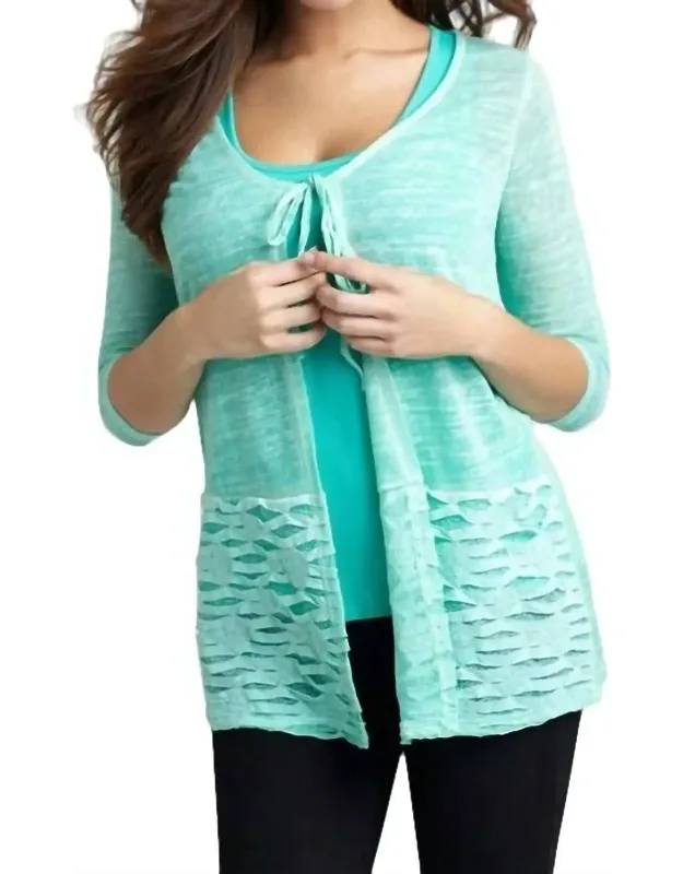 Tie-front Melange Cardigan