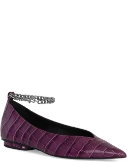 Chain Ankle Leather Ballet Flats