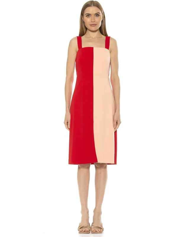 Midi Dress With Dual Top Straps And Front Slit