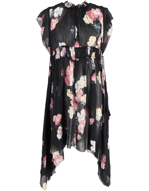 Floral Print Midi Asymmetrical Dress