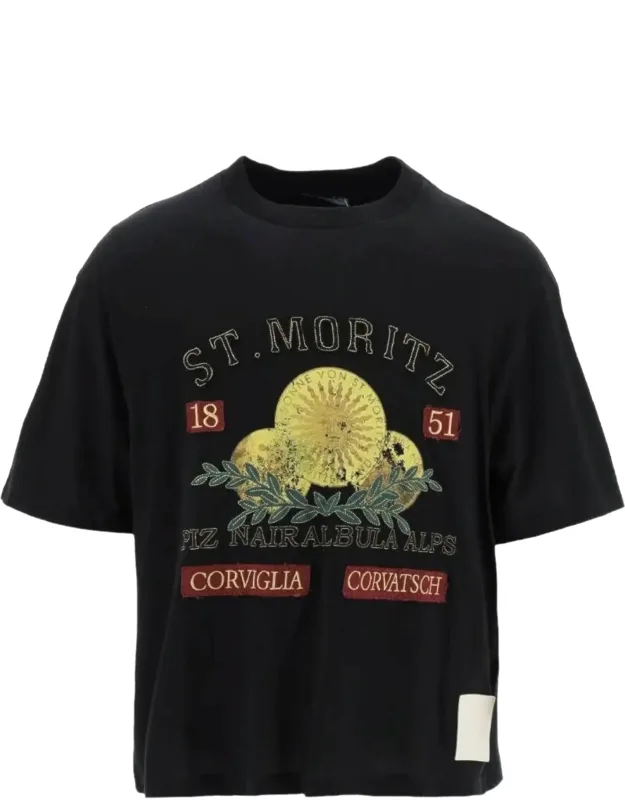 Bally 6302918 St. Moritz 100% Cotton T-shirt With Intricate Embroideries
