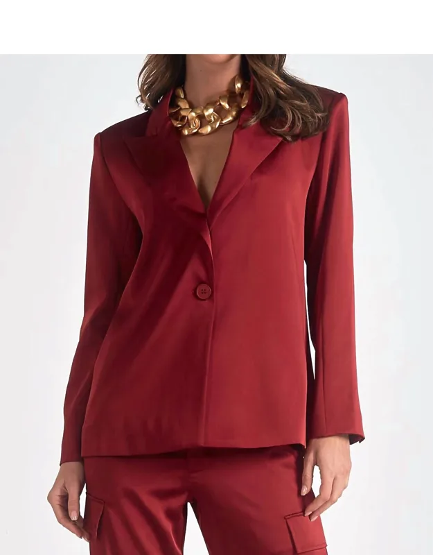 Wide Lapel Blazer - Tailored Design, Unique Split Hem