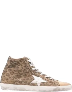 Francy Leather Star And Glitter Heel Tab Sneakers