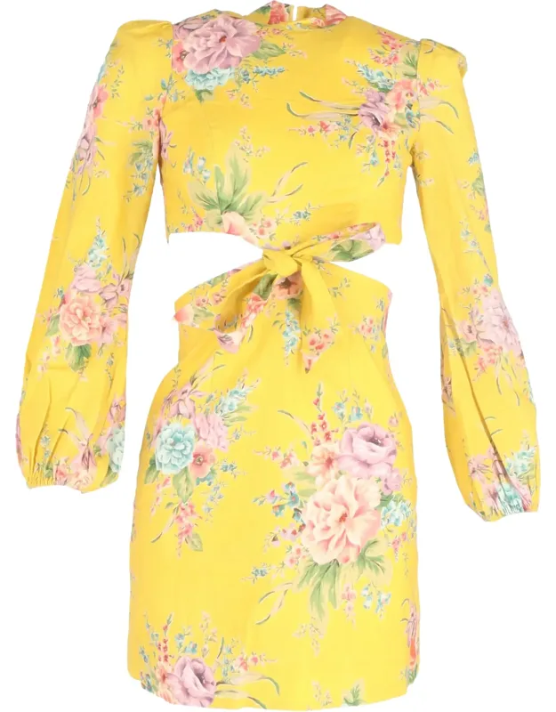 Zinnia Floral Mini Dress With Dainty And Romantic Designs And Soft, Multicolored Floral Prints