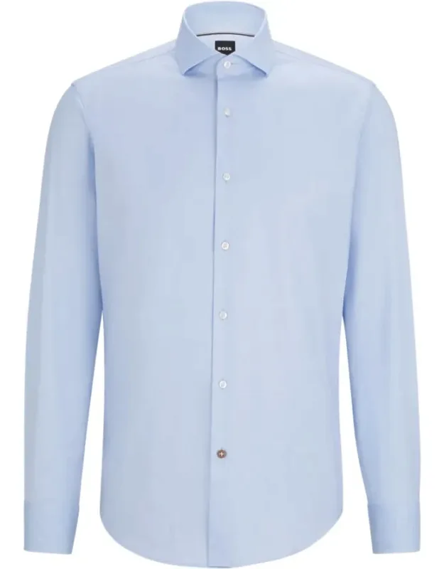 Regular-fit Shirt In Stretch-cotton Twill, Refined Business Shirt, Soft Cotton Blended With Stretch, Twill Structure