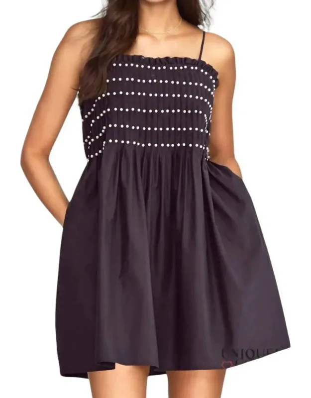 Pearl Trim Sleeveless Mini Dress
