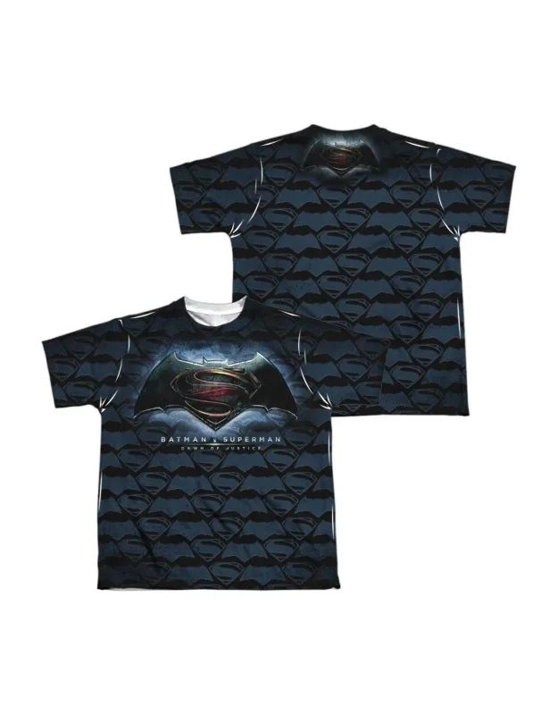 Batman V Superman Logo Pattern Short Sleeve Poly Crew Tee / T-shirt