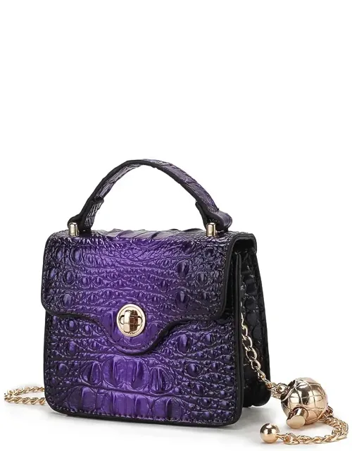 Luxe Croc-embossed Mini Satchel With Chain Strap