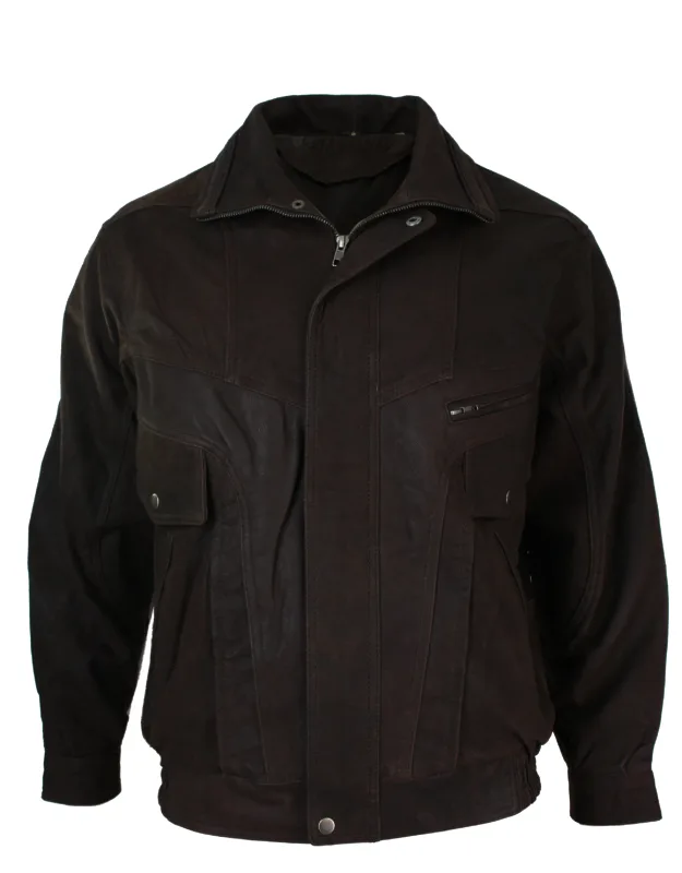Bomber Jacket - Soft Premium Sheep Napa Leather, Fold Down Or Zip Up Collar