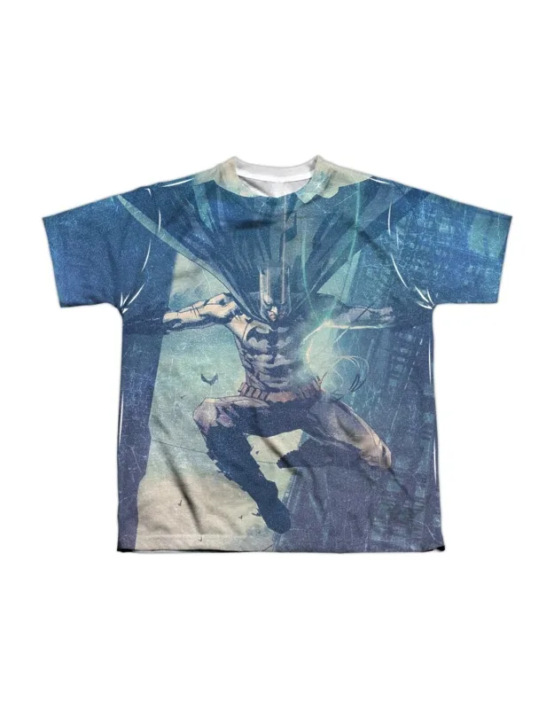 _batman Skyscrapers Short Sleeve Poly Crew Tee / T-shirt 100% Officially Licensed, 100% Polyester_