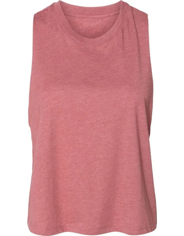 Racerback Crop Tank, Relaxed Fit, Raw Edge Armholes