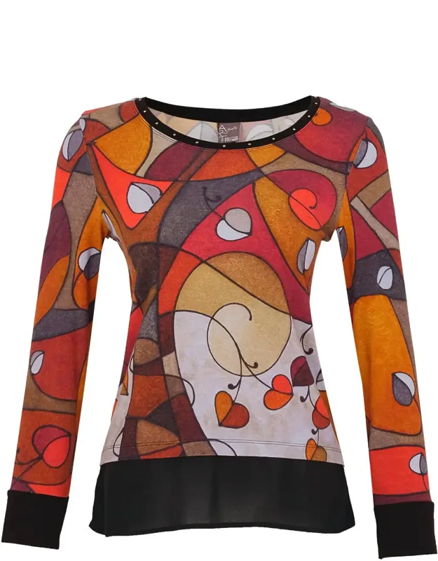 Art Heart Leaves Tunic Top