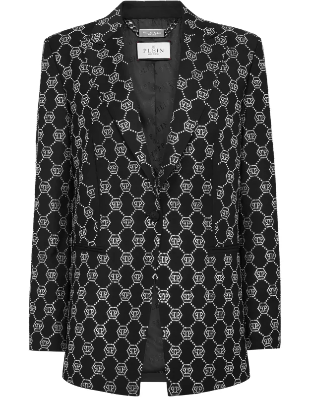 Wool Blazer With One Button Fastening And Flap Pockets