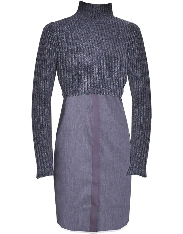 Raleigh Mock Neck Ribbed Knit Sweater Dress
