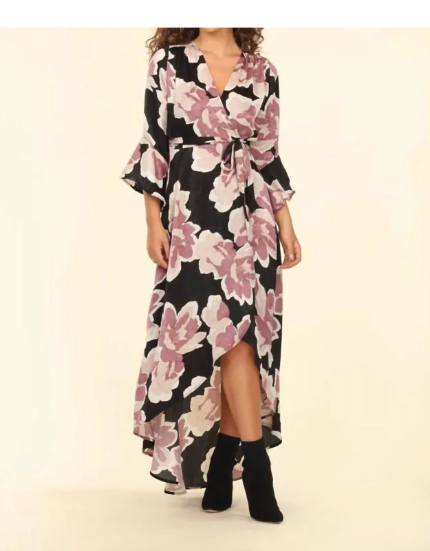 Wrap Maxi Dress With Bell Sleeve