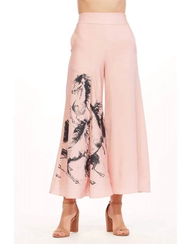 Rabia Pant In Dressage With Side Pockets And Printed Horses
