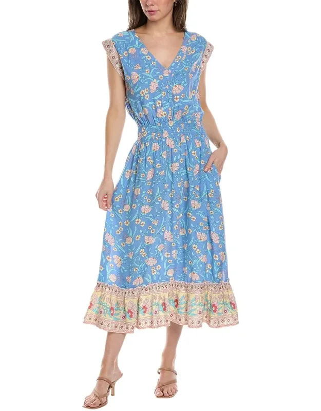 Allison Maxi Dress With V-neck And Ruffle Trim