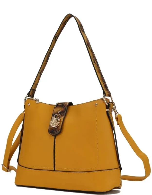 Ezra Snake Embossed Vegan Leather Shoulder Bag