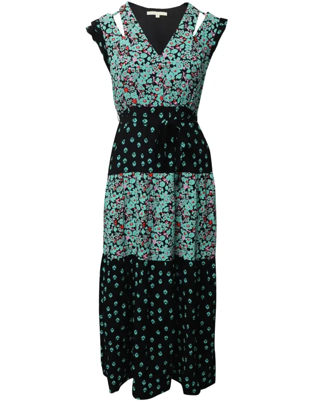 Floral Maxi Dress With Flutter Sleeve