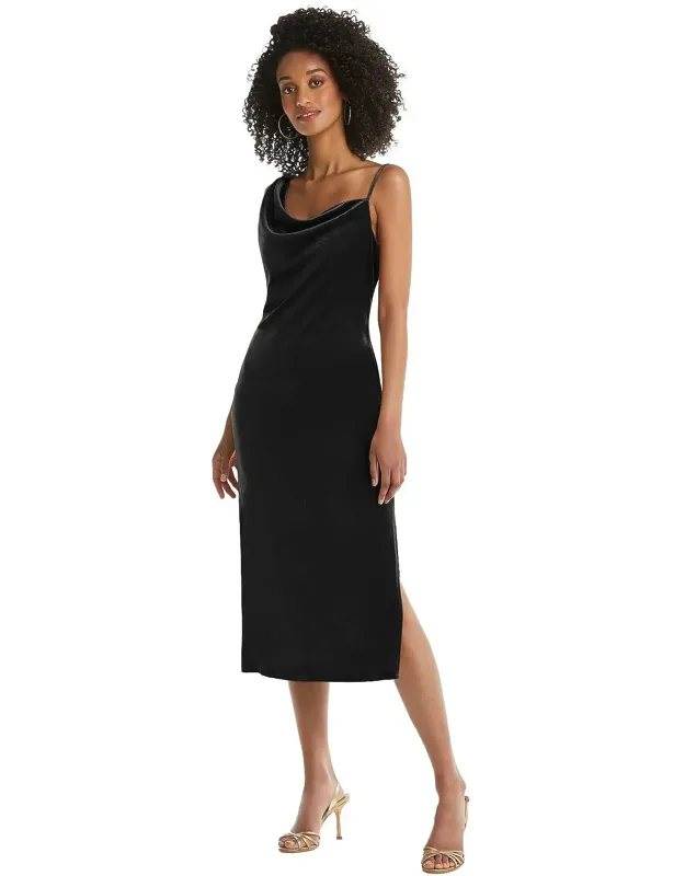 Asymmetrical One-shoulder Midi Slip Dress