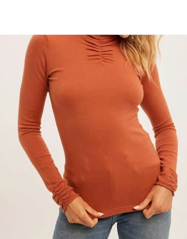 Sofia Shirring Mock Neck Sweater