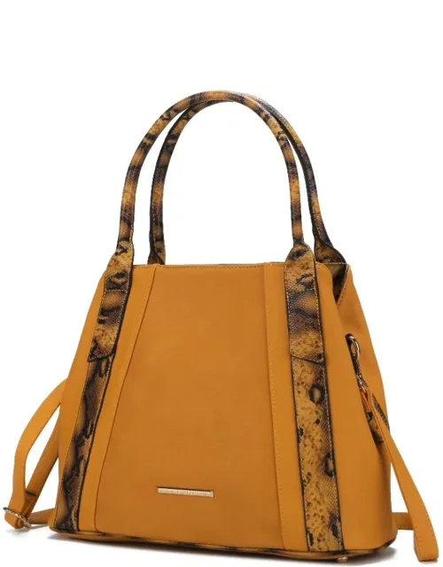 Kenna Snake Embossed Vegan Leather Tote Bag