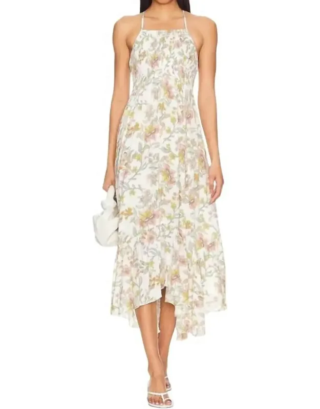 Heat Wave Printed Maxi Dress With Spaghetti Straps And Square Neck