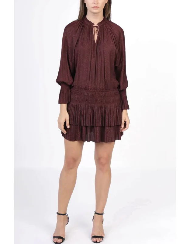 Drop Waist Dress With Tie Neck And Elasticized Waistband