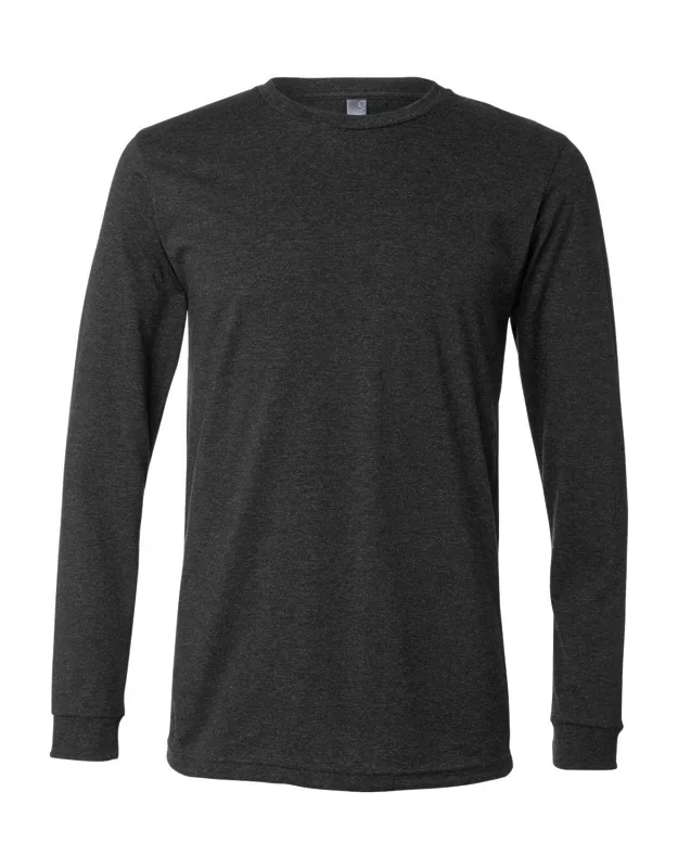 Heather Cvc Long Sleeve Tee, 4.2 Oz., 52/48 Airlume Combed And Ringspun Cotton/polyester, Retail Fit