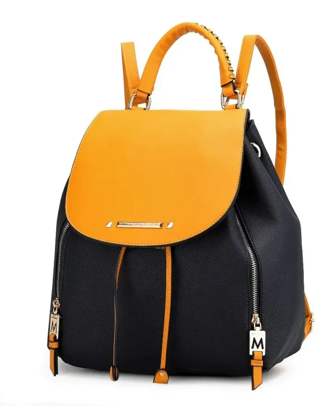 Kimberly Vegan Leather Fashion Backpack With Gold Tone Embellishments And Adjustable Strap