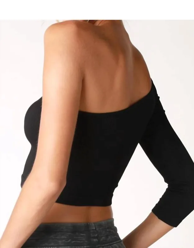 Ribbed One Shoulder Crop Top