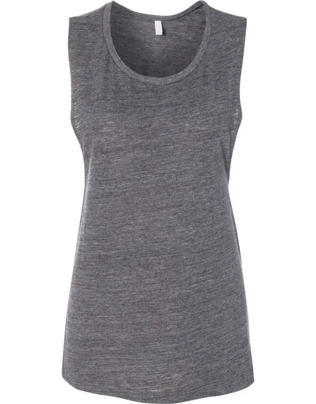 Flowy Scoop Muscle Tank With Relaxed Fit, Curved Bottom Hem