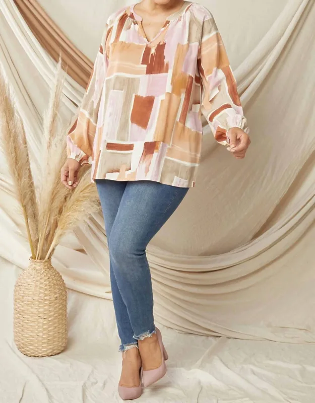 Abstract V-neck Top