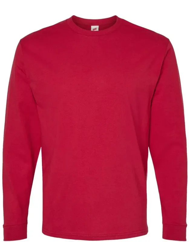 Essential-t Long Sleeve T-shirt With Ribbed Cuffs And Double-needle Bottom Hem