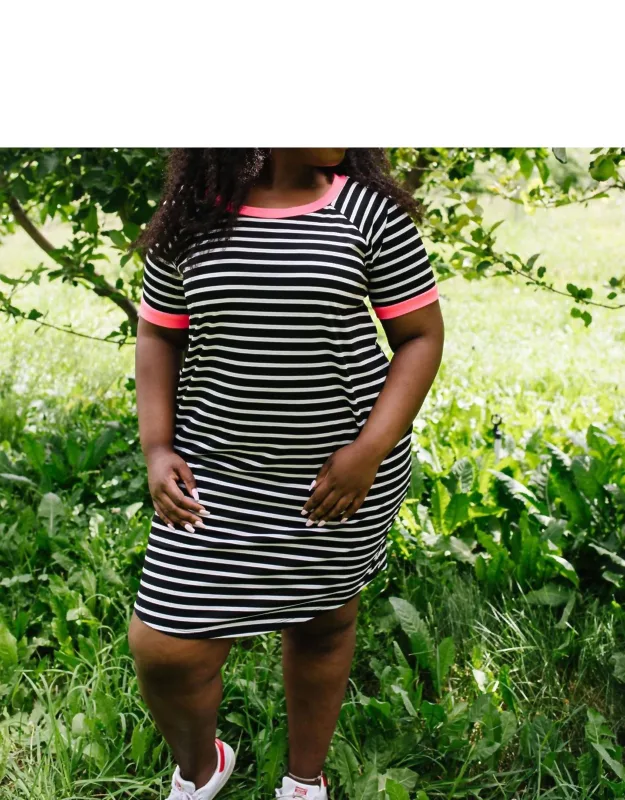 Skater T-shirt Dress With Hot Pink Trim