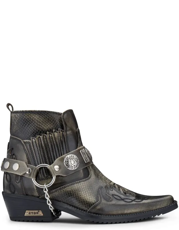 Snakeskin Winklepicker Cowboy Ankle Boots