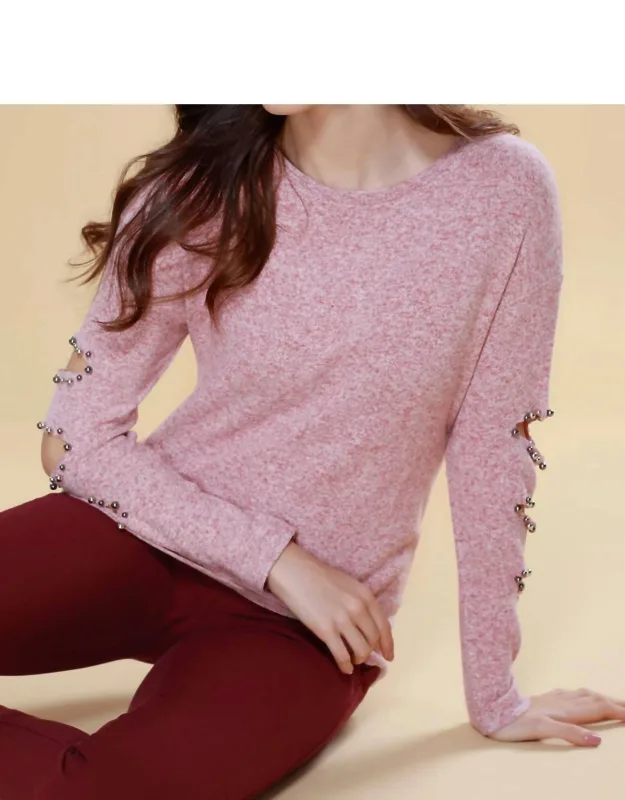 Beaded Cut Out Sleeve Top