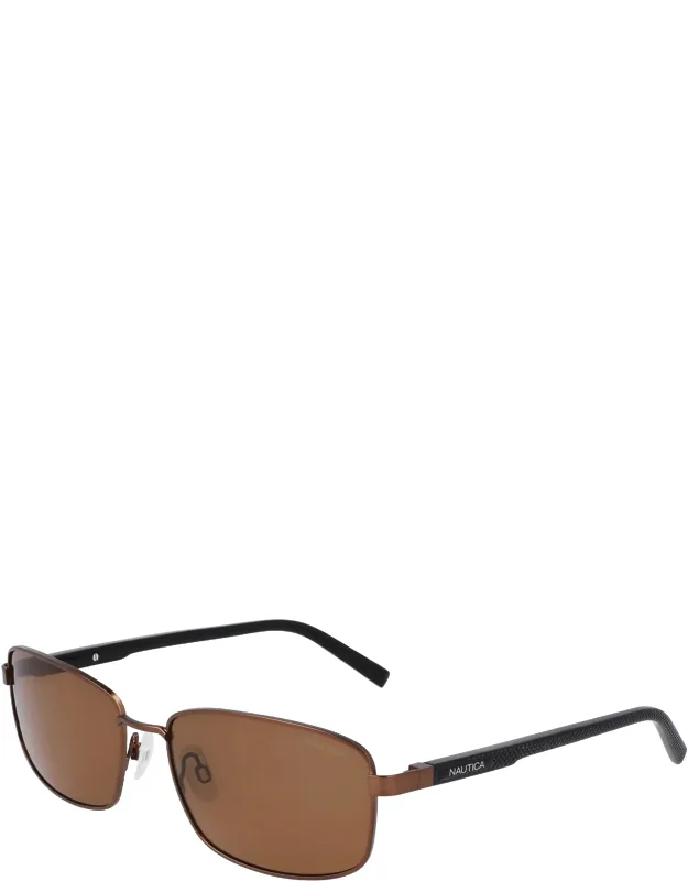 Nautica Logo Rectangle Sunglasses With Polarized Lenses And Uv Protection