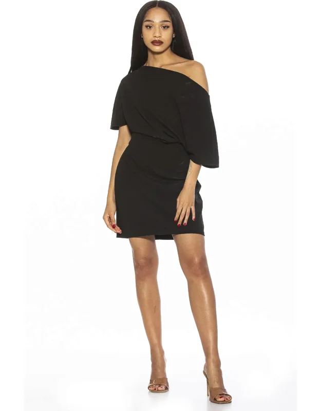 Suri Dress Draped Shoulder A-line Mini Dress